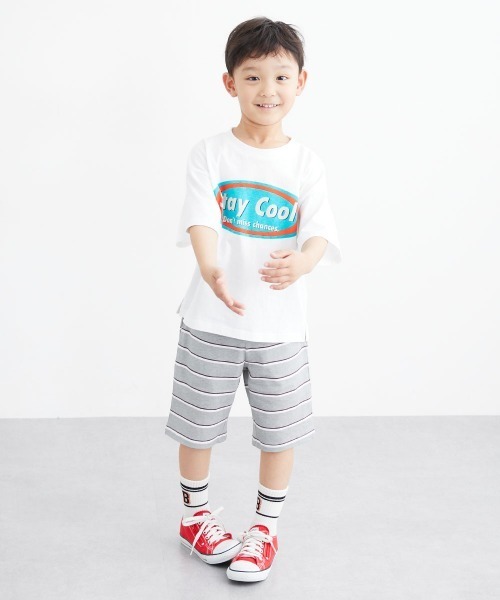 QUNTSTYLE(キュントスタイル)の「半袖プリントTシャツ <綿100%>(Tシャツ/カットソー・キッズ・オフホワイト/クリーム/グレー/チャコール/ラベンダー/ネイビー/ベージュ/グリーン/ピンク系/ライム・100/110/120/130/140/150/160/170)」の11枚目の写真