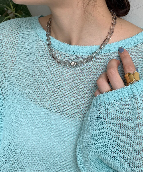 DouDou（ドゥドゥ）の「クリアカラーネックレス（ネックレス・レディース・グレー/ブラウン/クリア・FREE）」の2枚目の写真