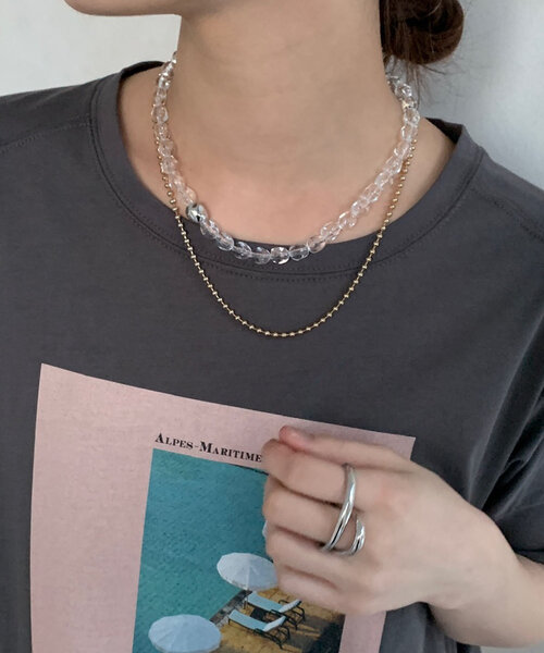 DouDou（ドゥドゥ）の「クリアカラーネックレス（ネックレス・レディース・グレー/ブラウン/クリア・FREE）」の3枚目の写真