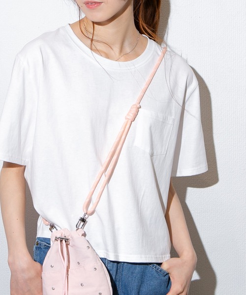 pumpkin port(パンプキンポート)の「ポケ付き クルーネック半袖Tシャツ(Tシャツ/カットソー・レディース・ホワイト/ブラック・S/M/L/LL)」の16枚目の写真