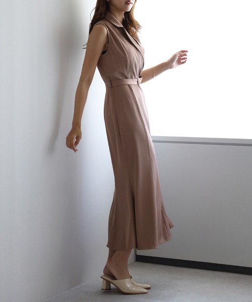 STRETA(ストレタ)の「骨格ストレート細見えジレ風マーメイドワンピース(ワンピース・レディース・ダークネイビー/ブラウン系その他・MS/M)」の10枚目の写真