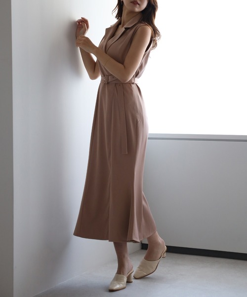 STRETA(ストレタ)の「骨格ストレート細見えジレ風マーメイドワンピース(ワンピース・レディース・ダークネイビー/ブラウン系その他・MS/M)」の12枚目の写真