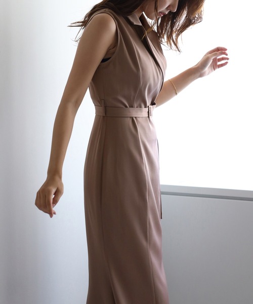 STRETA(ストレタ)の「骨格ストレート細見えジレ風マーメイドワンピース(ワンピース・レディース・ダークネイビー/ブラウン系その他・MS/M)」の13枚目の写真