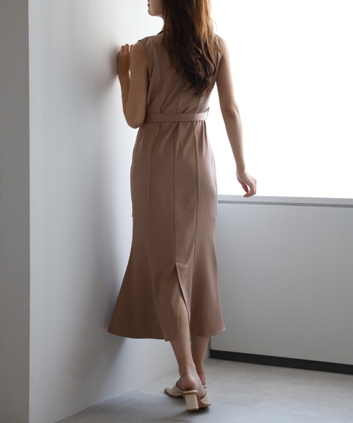 STRETA(ストレタ)の「骨格ストレート細見えジレ風マーメイドワンピース(ワンピース・レディース・ダークネイビー/ブラウン系その他・MS/M)」の14枚目の写真