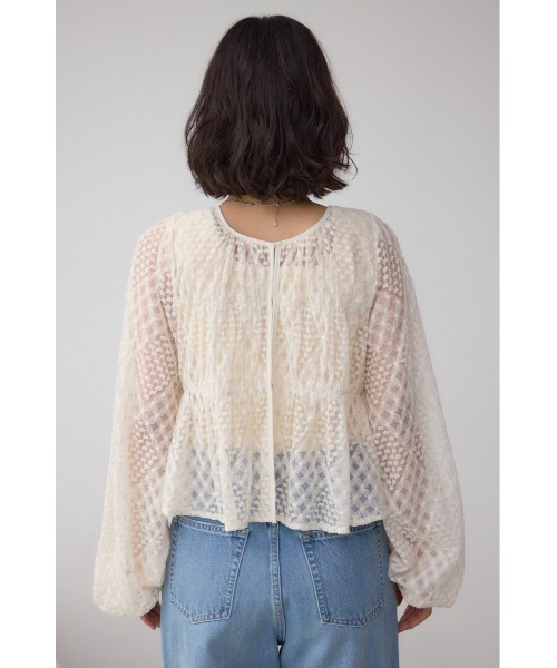 AZUL by moussy(アズールバイマウジー)の「前後2WAY シアージャガードフリルブラウス(シャツ/ブラウス・レディース・アイボリー/ブラック・FREE)」の6枚目の写真