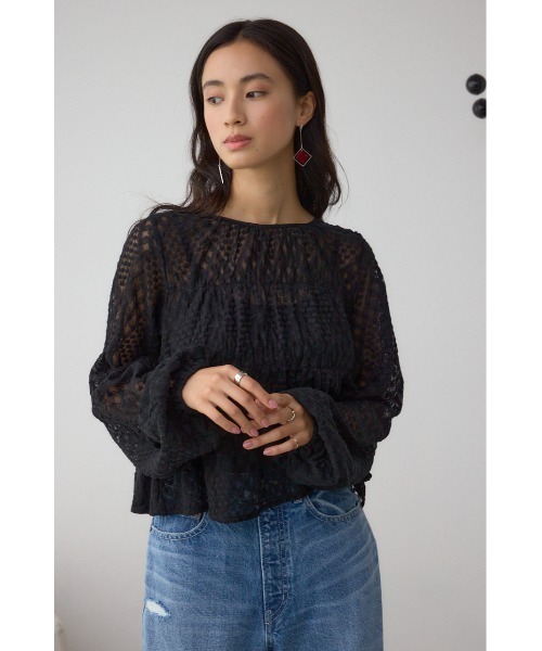 AZUL by moussy(アズールバイマウジー)の「前後2WAY シアージャガードフリルブラウス(シャツ/ブラウス・レディース・アイボリー/ブラック・FREE)」の8枚目の写真