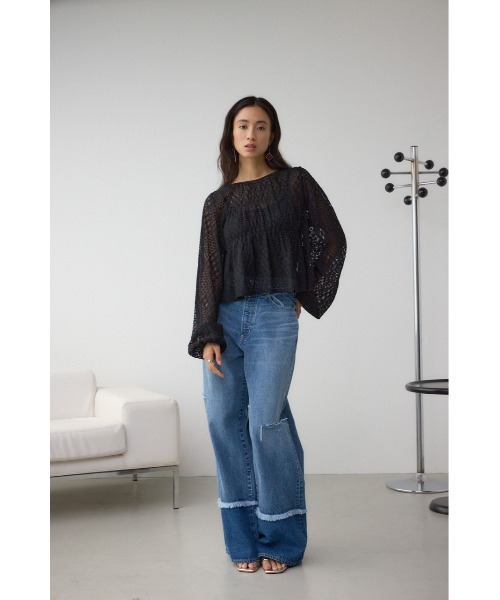 AZUL by moussy(アズールバイマウジー)の「前後2WAY シアージャガードフリルブラウス(シャツ/ブラウス・レディース・アイボリー/ブラック・FREE)」の9枚目の写真