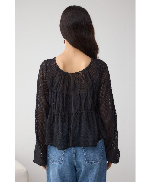 AZUL by moussy(アズールバイマウジー)の「前後2WAY シアージャガードフリルブラウス(シャツ/ブラウス・レディース・アイボリー/ブラック・FREE)」の12枚目の写真