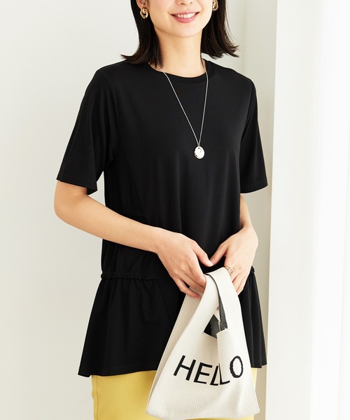 BELLUNA PLUS(ベルーナ)の「ひんやり!サイドギャザー使いチュニック(チュニック・レディース・ブラック/ブルー/ターコイズブルー/ピンク・X-LARGE/LARGE/MEDIUM)」の6枚目の写真