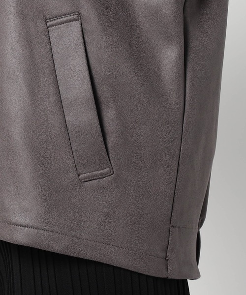 Grand PARK（グランドパーク）の「ダンボールスエード　ノーカラージャケット（その他アウター・レディース・ブラック/チャコールグレー/アイボリー・FREE）」の12枚目の写真