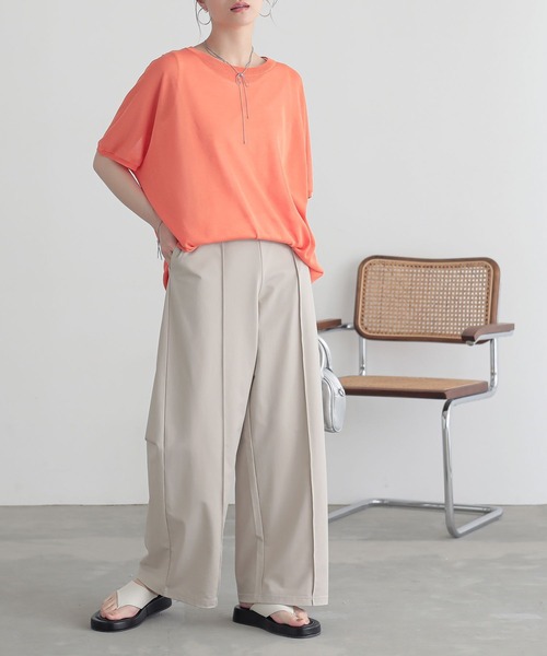 n'OrLABEL（ノアールレーベル）の「【接触冷感・UVカット】きちんと見えカットソーワイドパンツ（その他パンツ・レディース・グレイッシュベージュ/ライトブルー/ブラック・1/2）」の11枚目の写真