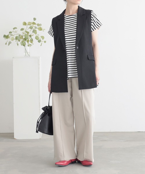 n'OrLABEL（ノアールレーベル）の「【接触冷感・UVカット】きちんと見えカットソーワイドパンツ（その他パンツ・レディース・グレイッシュベージュ/ライトブルー/ブラック・1/2）」の17枚目の写真