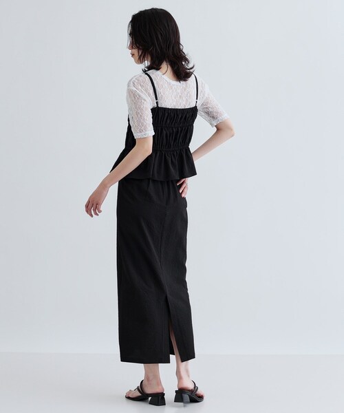 GALLEST(ギャレスト)の「【セットアップ可能】スクエアサッカースリットスカート【洗える/カセット服】(スカート・レディース・カーキ/ブラック・40/38/36)」の5枚目の写真