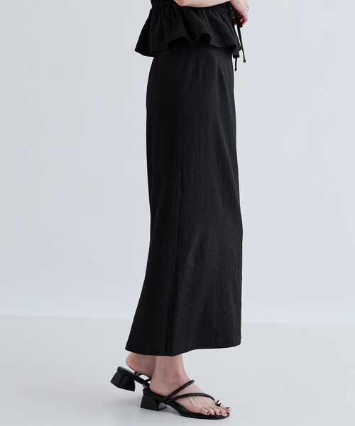 GALLEST(ギャレスト)の「【セットアップ可能】スクエアサッカースリットスカート【洗える/カセット服】(スカート・レディース・カーキ/ブラック・40/38/36)」の6枚目の写真