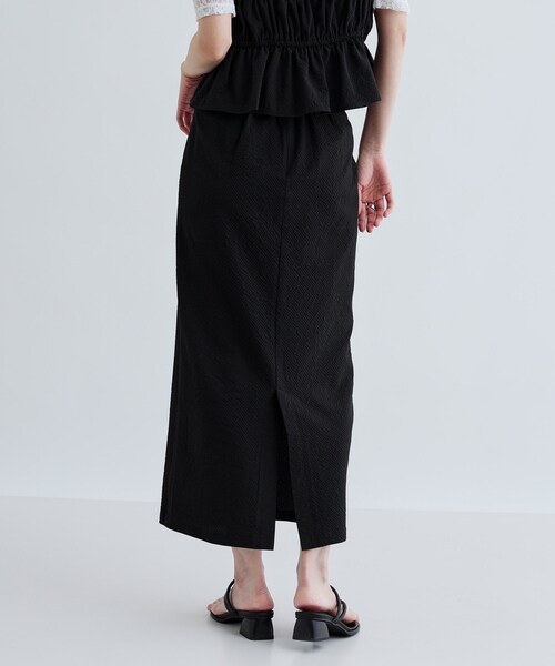 GALLEST(ギャレスト)の「【セットアップ可能】スクエアサッカースリットスカート【洗える/カセット服】(スカート・レディース・カーキ/ブラック・40/38/36)」の7枚目の写真