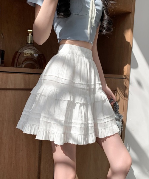 by LEGNA（バイレグナ）の「インパン付きレースティアードミニスカート（スカート・レディース・ホワイト/ブラック・SMALL/MEDIUM/LARGE/X-LARGE）」の3枚目の写真