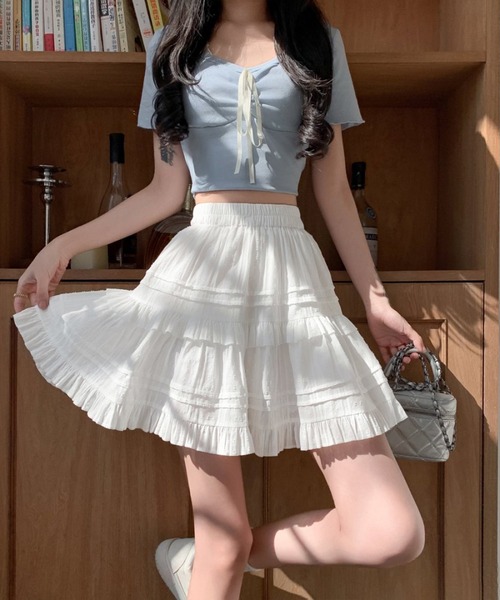 by LEGNA（バイレグナ）の「インパン付きレースティアードミニスカート（スカート・レディース・ホワイト/ブラック・SMALL/MEDIUM/LARGE/X-LARGE）」の5枚目の写真