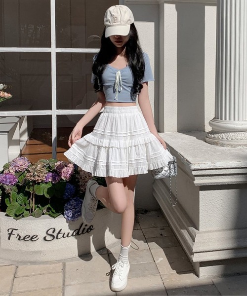 by LEGNA（バイレグナ）の「インパン付きレースティアードミニスカート（スカート・レディース・ホワイト/ブラック・SMALL/MEDIUM/LARGE/X-LARGE）」の7枚目の写真