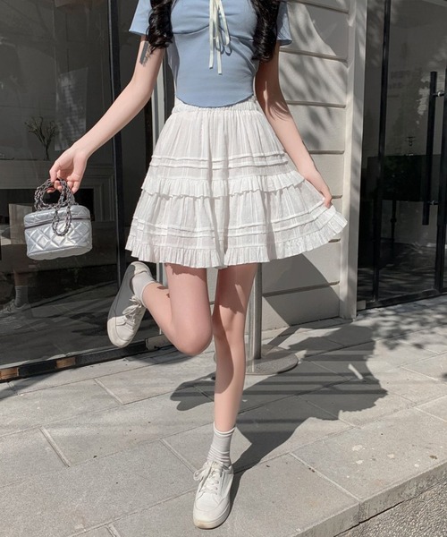 by LEGNA（バイレグナ）の「インパン付きレースティアードミニスカート（スカート・レディース・ホワイト/ブラック・SMALL/MEDIUM/LARGE/X-LARGE）」の8枚目の写真