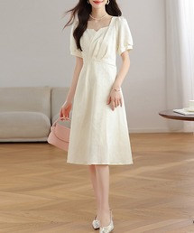 パフスリーブ」に該当するワンピース/ドレス（ホワイト/白色系