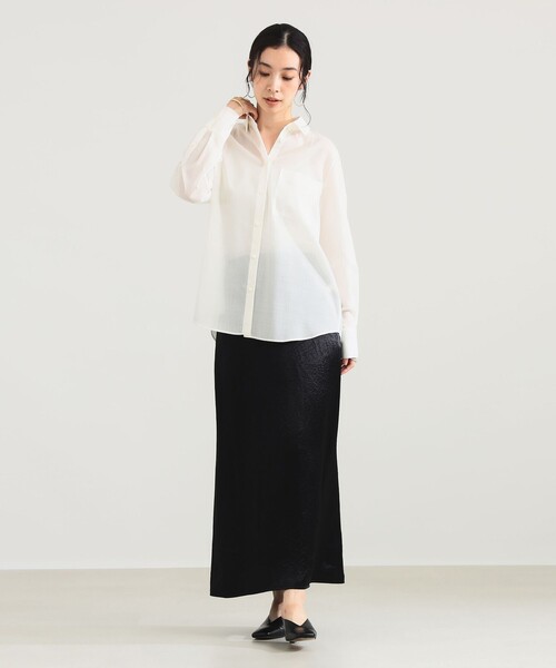 Demi-Luxe BEAMS（デミルクス ビームス）の「ポリエステル ウール トロピカル シアー シャツ［手洗い可］（シャツ/ブラウス・レディース・チャコールグレー/オフホワイト/ブラウン・ONE SIZE）」の20枚目の写真