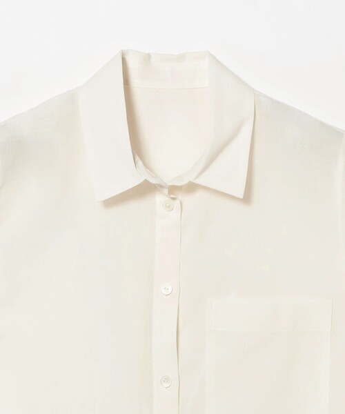 Demi-Luxe BEAMS（デミルクス ビームス）の「ポリエステル ウール トロピカル シアー シャツ［手洗い可］（シャツ/ブラウス・レディース・チャコールグレー/オフホワイト/ブラウン・ONE SIZE）」の7枚目の写真