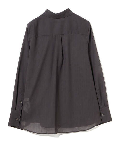 Demi-Luxe BEAMS（デミルクス ビームス）の「ポリエステル ウール トロピカル シアー シャツ［手洗い可］（シャツ/ブラウス・レディース・チャコールグレー/オフホワイト/ブラウン・ONE SIZE）」の12枚目の写真