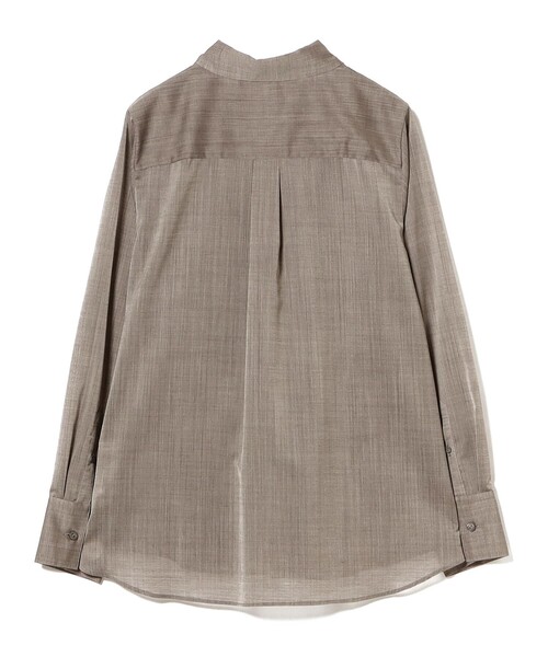 Demi-Luxe BEAMS（デミルクス ビームス）の「ポリエステル ウール トロピカル シアー シャツ［手洗い可］（シャツ/ブラウス・レディース・チャコールグレー/オフホワイト/ブラウン・ONE SIZE）」の15枚目の写真