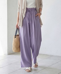 【LUXE】麻混リゾートドレープワイドパンツ