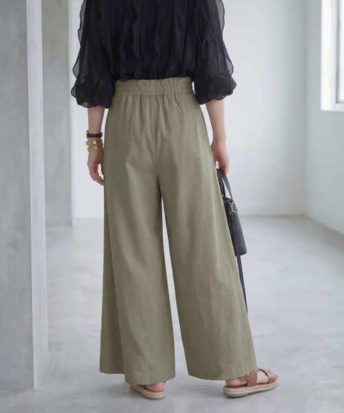 STYLE DELI(スタイルデリ)の「【LUXE】麻混リゾートドレープワイドパンツ(その他パンツ・レディース・ライラック/オリーブ/ホワイト・FREE)」の3枚目の写真