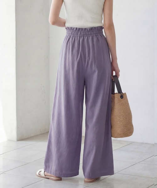 STYLE DELI(スタイルデリ)の「【LUXE】麻混リゾートドレープワイドパンツ(その他パンツ・レディース・ライラック/オリーブ/ホワイト・FREE)」の6枚目の写真