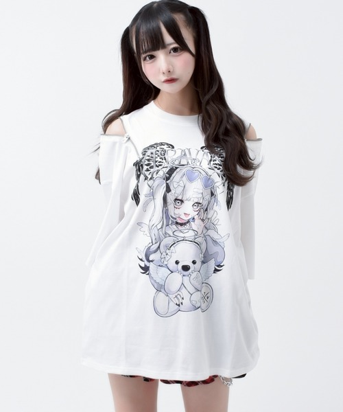 tシャツ 「TRAVAS TOKYO/トラバス トーキョー」てぃらコラボイラストプリントTシャツ 天使ver. レディース メンズ TRAVAS TOKYO/トラバス トーキョー』てぃらコラボイラスト