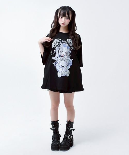 tシャツ 「TRAVAS TOKYO/トラバス トーキョー」てぃらコラボイラストプリントTシャツ 天使ver. レディース メンズ TRAVAS TOKYO/トラバス トーキョー』てぃらコラボイラスト
