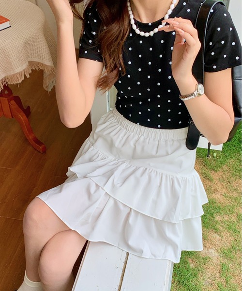 everycoco(エブリーココ)の「ダブルフリルティアードミニスカート インナーパンツ付き(スカート・レディース・ホワイト/ブラック・FREE)」の16枚目の写真