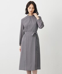 デシンハウンドトゥースプリント ワンピース