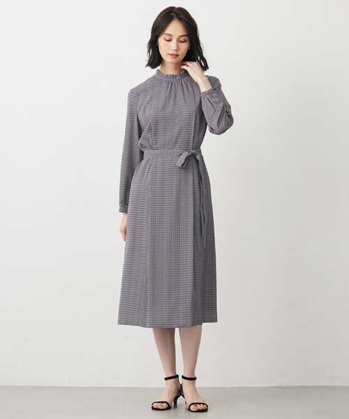 J.PRESS(ジェイプレス)の「デシンハウンドトゥースプリント ワンピース(ワンピース・レディース・ブラウン系3/ネイビー系3・T15/T13)」の4枚目の写真