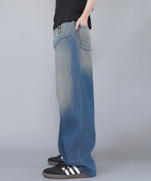 SPINNS(スピンズ)の「ヴィンテージ加工デニムバギーパンツ/シームポケット/デニムワイドパンツ(デニムパンツ・メンズ・ブルー系その他/ネイビー系/ブラック系その他/ブルー系その他2・L/M)」の8枚目の写真