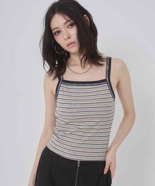 ENVYM（アンビー）の「ボーダーカットリブカップ付きキャミソール（キャミソール・レディース・ブラック/ブラウン/グレー・FREE）」の22枚目の写真