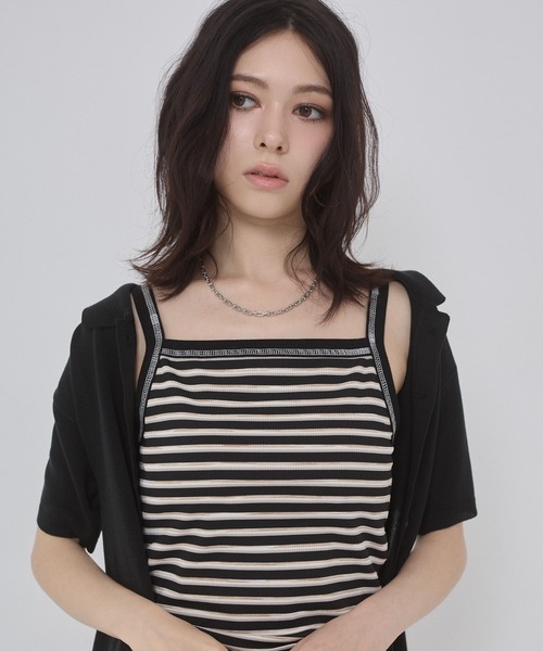 ENVYM（アンビー）の「ボーダーカットリブカップ付きキャミソール（キャミソール・レディース・ブラック/ブラウン/グレー・FREE）」の17枚目の写真