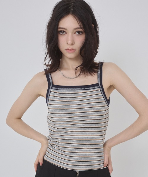ENVYM（アンビー）の「ボーダーカットリブカップ付きキャミソール（キャミソール・レディース・ブラック/ブラウン/グレー・FREE）」の21枚目の写真
