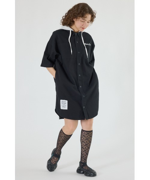 RODEO CROWNS WIDE BOWL（ロデオクラウンズワイドボウル）の「ショートスリーブミリタリーシャツワンピース（シャツワンピース・レディース・ブルー/アイボリー/カーキ/ブラック・FREE）」の3枚目の写真