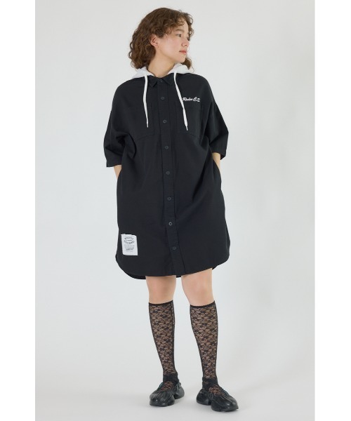 RODEO CROWNS WIDE BOWL（ロデオクラウンズワイドボウル）の「ショートスリーブミリタリーシャツワンピース（シャツワンピース・レディース・ブルー/アイボリー/カーキ/ブラック・FREE）」の19枚目の写真