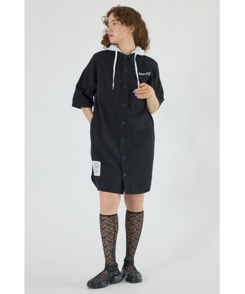 RODEO CROWNS WIDE BOWL（ロデオクラウンズワイドボウル）の「ショートスリーブミリタリーシャツワンピース（シャツワンピース・レディース・ブルー/アイボリー/カーキ/ブラック・FREE）」の20枚目の写真