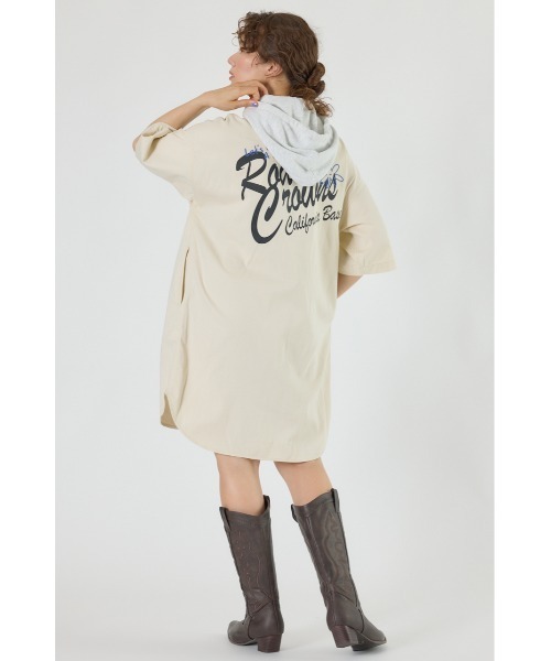 RODEO CROWNS WIDE BOWL（ロデオクラウンズワイドボウル）の「ショートスリーブミリタリーシャツワンピース（シャツワンピース・レディース・ブルー/アイボリー/カーキ/ブラック・FREE）」の6枚目の写真