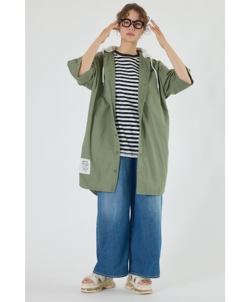 RODEO CROWNS WIDE BOWL（ロデオクラウンズワイドボウル）の「ショートスリーブミリタリーシャツワンピース（シャツワンピース・レディース・ブルー/アイボリー/カーキ/ブラック・FREE）」の13枚目の写真