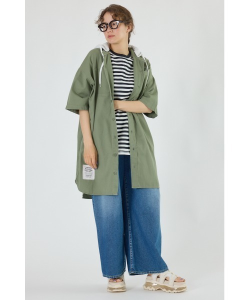 RODEO CROWNS WIDE BOWL（ロデオクラウンズワイドボウル）の「ショートスリーブミリタリーシャツワンピース（シャツワンピース・レディース・ブルー/アイボリー/カーキ/ブラック・FREE）」の14枚目の写真