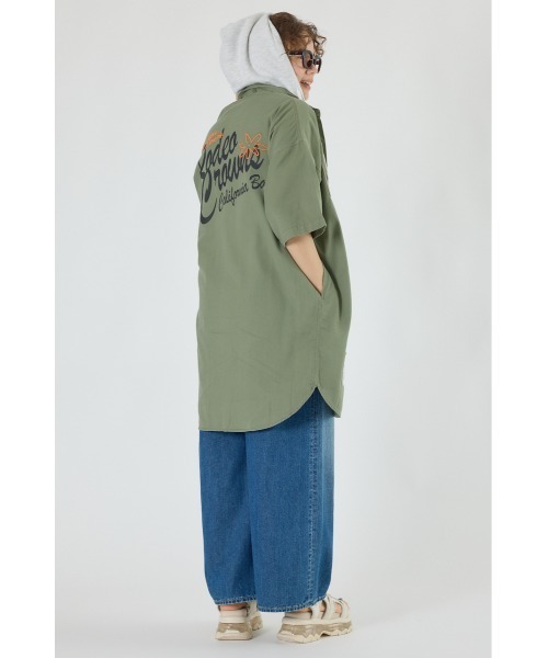 RODEO CROWNS WIDE BOWL（ロデオクラウンズワイドボウル）の「ショートスリーブミリタリーシャツワンピース（シャツワンピース・レディース・ブルー/アイボリー/カーキ/ブラック・FREE）」の15枚目の写真