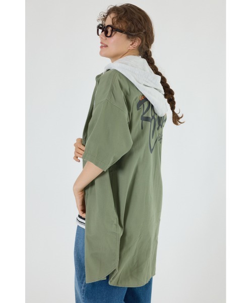 RODEO CROWNS WIDE BOWL（ロデオクラウンズワイドボウル）の「ショートスリーブミリタリーシャツワンピース（シャツワンピース・レディース・ブルー/アイボリー/カーキ/ブラック・FREE）」の16枚目の写真