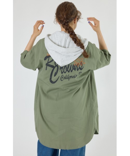 RODEO CROWNS WIDE BOWL（ロデオクラウンズワイドボウル）の「ショートスリーブミリタリーシャツワンピース（シャツワンピース・レディース・ブルー/アイボリー/カーキ/ブラック・FREE）」の18枚目の写真