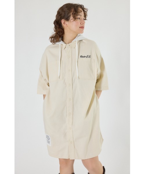 RODEO CROWNS WIDE BOWL（ロデオクラウンズワイドボウル）の「ショートスリーブミリタリーシャツワンピース（シャツワンピース・レディース・ブルー/アイボリー/カーキ/ブラック・FREE）」の5枚目の写真